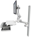 AccessMount™ Ultra 550 LCD mount on a 36" wall track slider with a work surface tray and slide-out keyboard tray and a 20" double-arm