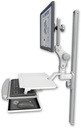 AccessMount™ Ultra 550 LCD mount on a 36" wall track slider with a work surface tray and slide-out keyboard tray