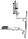 AccessMount™ Ultra 550 LCD mount on a 36" wall track with separate arms, a 12" paralink keyboard tray, and an 11" arm and 20" double-arm