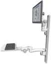 AccessMount™ Ultra 550 LCD mount on a 36" wall track with separate arms, a 12" flat paralink keyboard tray, and an 11" arm