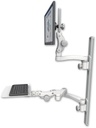 AccessMount™ Ultra 550 LCD mount on a 36" wall track with separate arms, a 12" flat paralink keyboard tray, and an 11" arm and 20" double-arm