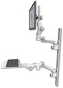 AccessMount™ Ultra 550 LCD mount on a 36" wall track with separate arms, a 12" flat paralink keyboard tray, and two 20" double-arms