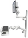 AccessMount™ Ultra 550 LCD mount on a 36" wall track with separate arms, a paralink keyboard tray w/ wrist rest bend, and an 11" arm and 20" double-arm