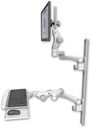 AccessMount™ Ultra 550 LCD mount on a 36" wall track with separate arms, a paralink keyboard tray w/ wrist rest bend, and two 20" double-arms