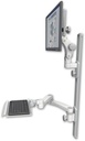 AccessMount™ Ultra 550 LCD mount on a 36" wall track with separate arms, a 12" keyboard tray, and a 20" double-arm
