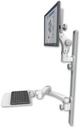 AccessMount™ Ultra 550 LCD mount on a 36" wall track with separate arms, a 12" flat keyboard tray, and a 20" double-arm