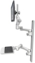 AccessMount™ Ultra 550 LCD mount on a 36" wall track with separate arms, a 12" flat keyboard tray, and two 20" double-arms