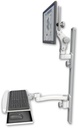 AccessMount™ Ultra 550 LCD mount on a 36" wall track with separate arms, a wrist-rest keyboard tray, and an 11" arm