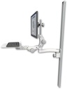 AccessMount™ Ultra 550 LCD mount on a 50" wall track slider with a 12" flat paralink keyboard tray and an 11" arm