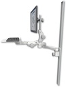 AccessMount™ Ultra 550 LCD mount on a 50" wall track slider with a 12" flat paralink keyboard tray and a 20" double-arm