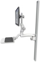 AccessMount™ Ultra 550 LCD mount on a 50" wall track slider with a 12" flat keyboard tray and an 11" arm
