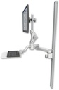 AccessMount™ Ultra 550 LCD mount on a 50" wall track slider with a 12" flat keyboard tray and a 20" double-arm