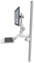 AccessMount™ Ultra 550 LCD mount on a 50" wall track slider with a 12" flat keyboard tray and an 6" arm