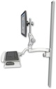 AccessMount™ Ultra 550 LCD mount on a 50" wall track slider with a wrist-rest keyboard tray and an 11" arm