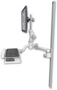 AccessMount™ Ultra 550 LCD mount on a 50" wall track slider with a wrist-rest keyboard tray and a 20" double-arm