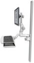 AccessMount™ Ultra 550 LCD mount on a 50" wall track slider with a wrist-rest keyboard tray and an 6" arm