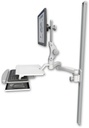 AccessMount™ Ultra 550 LCD mount on a 50" wall track slider with a work surface tray and slide-out keyboard tray and a 20" double-arm