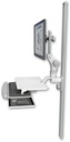 AccessMount™ Ultra 550 LCD mount on a 50" wall track slider with a work surface tray and slide-out keyboard tray