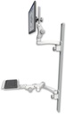 AccessMount™ Ultra 550 LCD mount on a 50" wall track with separate arms, a 12" paralink keyboard tray, and an 11" arm and 20" double-arm