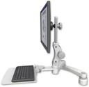 AccessMount™ Ultra 550 LCD desk mount with a 1" riser, a 12" flat keyboard tray, and a 20" double-arm