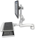 AccessMount™ Ultra 550 LCD desk mount with a 1" riser, a wrist-rest keyboard tray, and an 11" arm