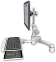 AccessMount™ Ultra 550 LCD desk mount with a 1" riser, a wrist-rest keyboard tray, and a 20" double-arm