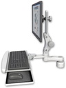 AccessMount™ Ultra 550 LCD desk mount with a 1" riser, a wrist-rest keyboard tray, and an 6" arm