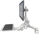 AccessMount™ Ultra 550 LCD desk mount with a 1" riser, a 12" paralink keyboard tray, and a 20" double-arm