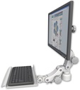 AccessMount™ Ultra 550 LCD desk mount with a 1" riser and a 12" paralink keyboard tray