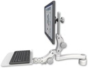 AccessMount™ Ultra 550 LCD desk mount with a 1" riser, a 12" flat paralink keyboard tray, and an 11" arm
