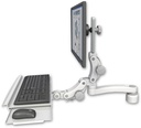AccessMount™ Ultra 550 LCD desk mount with a 1" riser, a paralink keyboard tray w/ wrist rest bend, and an 11" arm