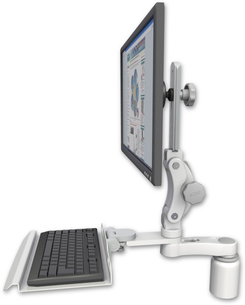 AccessMount™ Ultra 550 LCD desk mount with a 3" riser, a 12" keyboard tray, and an 6" arm