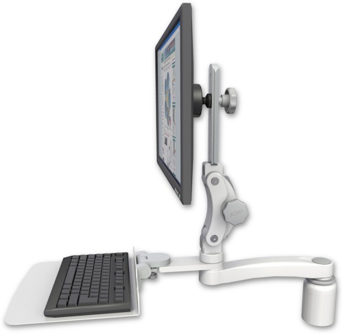 AccessMount™ Ultra 550 LCD desk mount with a 3" riser, a 12" flat keyboard tray, and an 11" arm