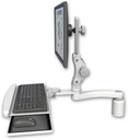 AccessMount™ Ultra 550 LCD desk mount with a 3" riser, a wrist-rest keyboard tray, and an 11" arm