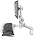 AccessMount™ Ultra 550 LCD desk mount with a 3" riser, a wrist-rest keyboard tray, and a 20" double-arm