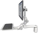 AccessMount™ Ultra 550 LCD desk mount with a 3" riser, a 12" paralink keyboard tray, and an 11" arm