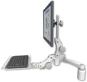 AccessMount™ Ultra 550 LCD desk mount with a 3" riser, a 12" paralink keyboard tray, and a 20" double-arm
