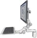 AccessMount™ Ultra 550 LCD desk mount with a 3" riser, a 12" paralink keyboard tray, and an 6" arm