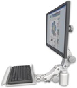AccessMount™ Ultra 550 LCD desk mount with a 3" riser and a 12" paralink keyboard tray