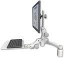 AccessMount™ Ultra 550 LCD desk mount with a 3" riser, a 12" flat paralink keyboard tray, and a 20" double-arm
