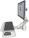 AccessMount™ Ultra 550 LCD desk mount with a 3" riser and a paralink keyboard tray w/ wrist rest bend