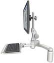 AccessMount™ Ultra 550 LCD desk mount with a 5" riser, a 12" keyboard tray, and a 20" double-arm