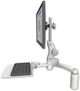 AccessMount™ Ultra 550 LCD desk mount with a 5" riser, a 12" flat keyboard tray, and a 20" double-arm