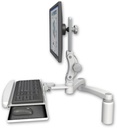 AccessMount™ Ultra 550 LCD desk mount with a 5" riser, a wrist-rest keyboard tray, and a 20" double-arm