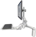 AccessMount™ Ultra 550 LCD desk mount with a 5" riser, a 12" paralink keyboard tray, and a 20" double-arm