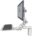 AccessMount™ Ultra 550 LCD desk mount with a 5" riser, a 12" paralink keyboard tray, and an 6" arm