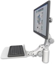 AccessMount™ Ultra 550 LCD desk mount with a 5" riser and a 12" flat paralink keyboard tray