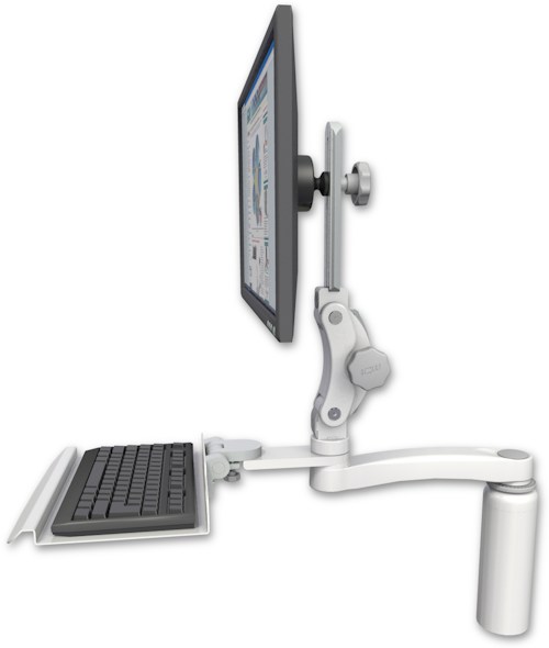 AccessMount™ Ultra 550 LCD desk mount with a 7.5" riser, a 12" keyboard tray, and an 11" arm