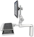 AccessMount™ Ultra 550 LCD desk mount with a 7.5" riser, a wrist-rest keyboard tray, and an 11" arm