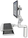 AccessMount™ Ultra 550 LCD desk mount with a 7.5" riser, a wrist-rest keyboard tray, and an 6" arm